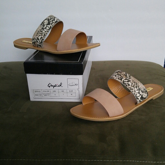 LAST size 7! Blush/snake double band strappy slide - Picture 3 of 8